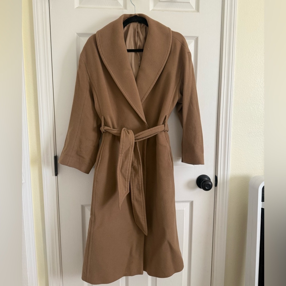 & Other Stories Camel/Tan Wool Wrap Coat